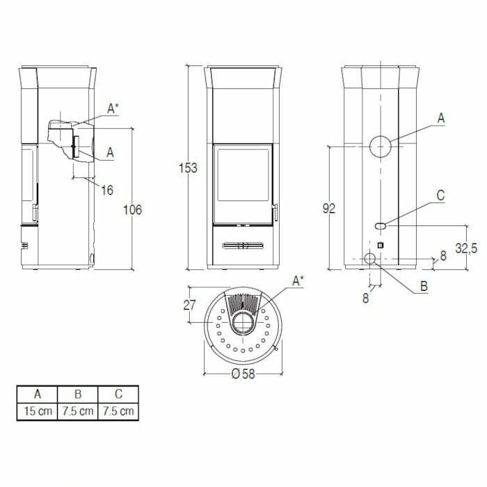 Piazzetta E929 T stufa a legna 7,9 kW