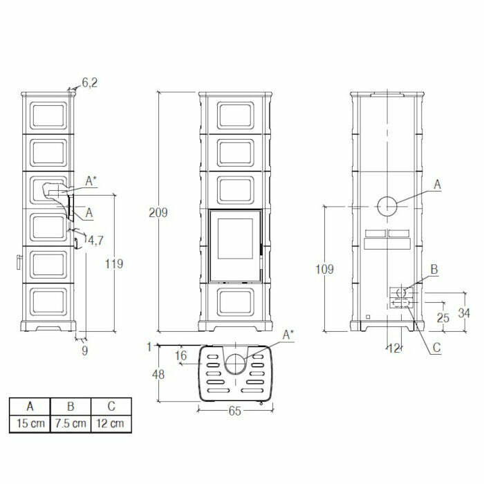 Piazzetta E928 C-H stufa a legna 11 kW