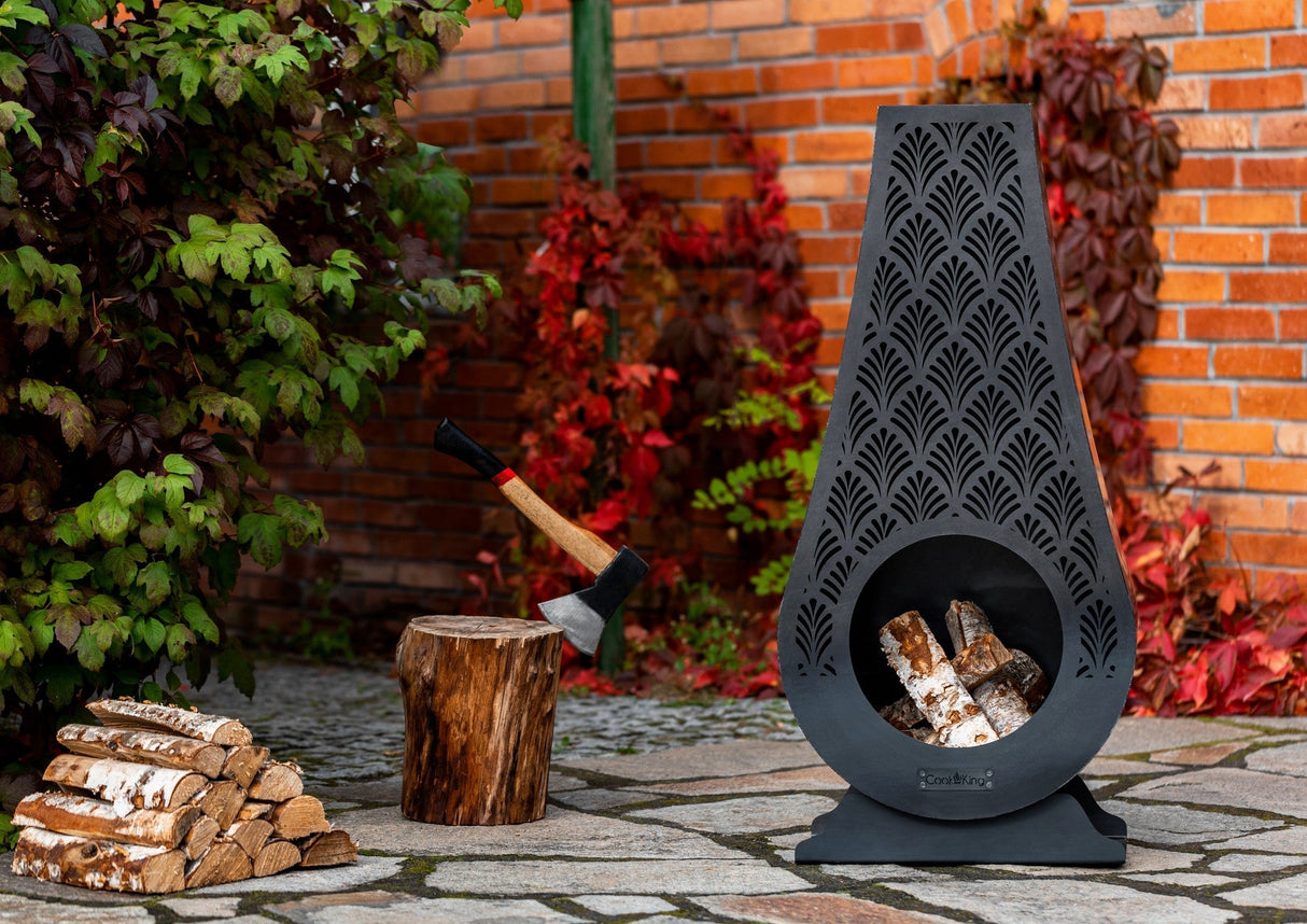 Camino da Giardino in Acciaio Naturale – 108 cm, Realizzato a Mano, Camino da Giardino NRW