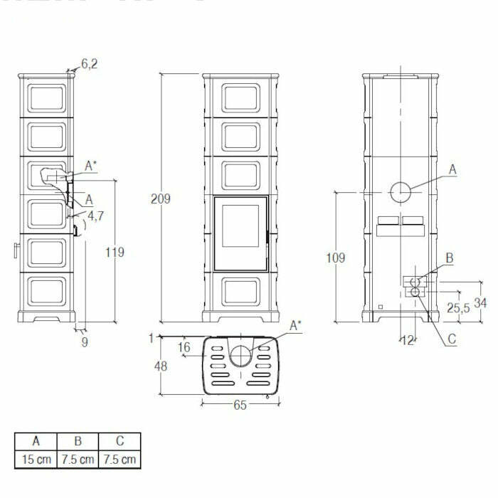 Piazzetta E928 C-H BCS stufa a legna 11,1 kW