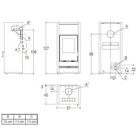 Piazzetta E928 BCS stufa a legna 11,1 kW