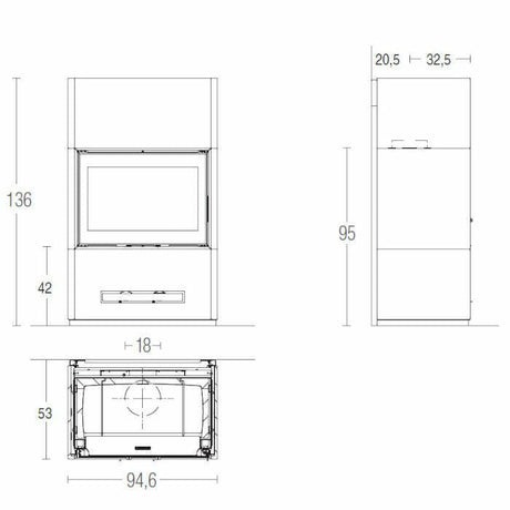 Piazzetta BERNA MC 85/55 BL stufa caminetto a legna 11 kW