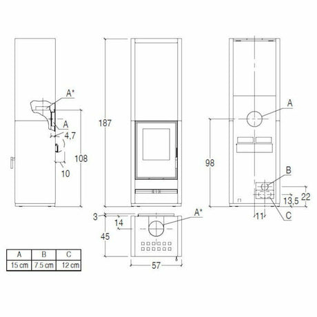 Piazzetta E928 H stufa a legna 11 kW