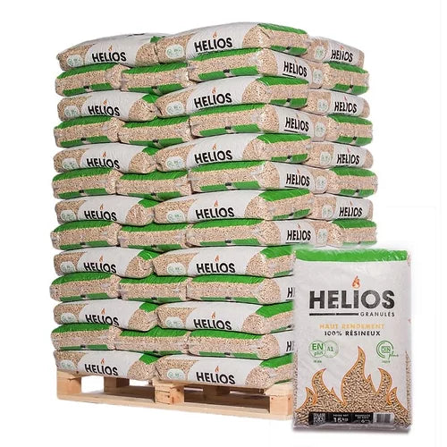 Pellet di Legno ad Alte Prestazioni HELIOS – Pallet da 975 kg (65 sacchi)
