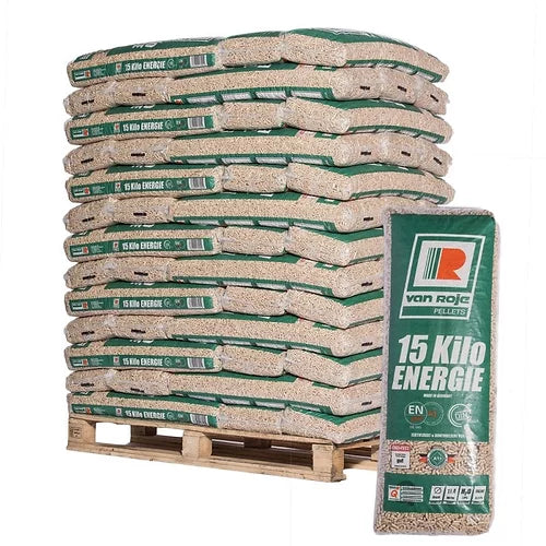 Pellet di Legno Tedesco Van Roje Premium – Bancale da 975 kg (65 sacchi)