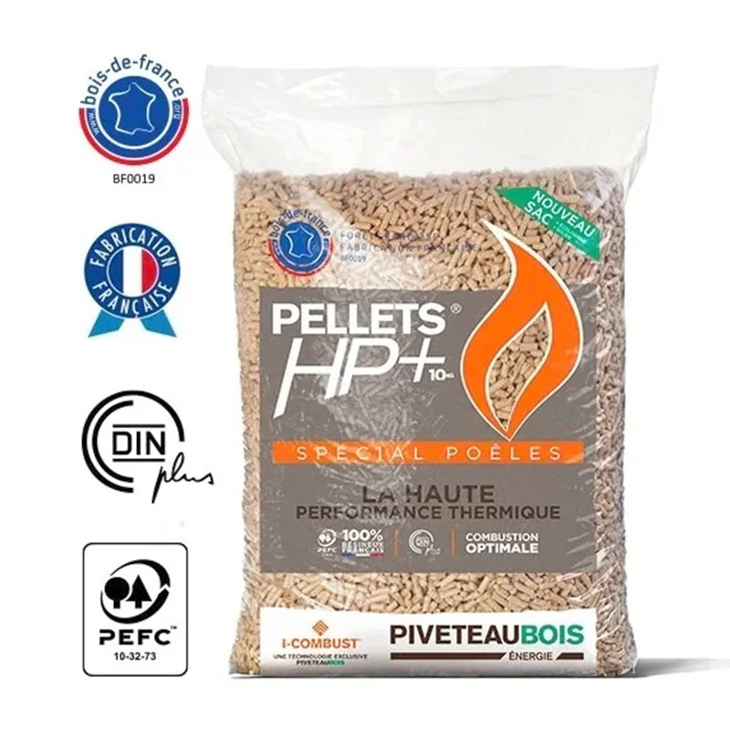 Pellet di Legno Francese Piveteau HP+ – Bancale da 1080 kg (72 sacchi)