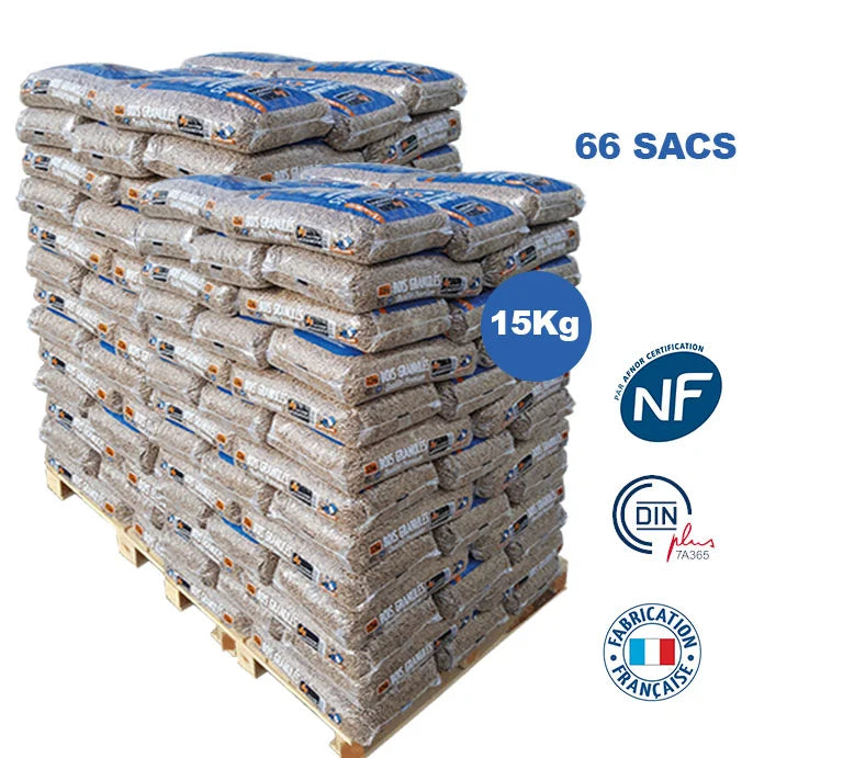Pellet di Legno Francese Woodstock® Premium – Pallet da 990 kg (66 sacchi)