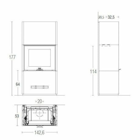 Piazzetta DAVOS MC 133/52 BL stufa caminetto a legna 14 kW
