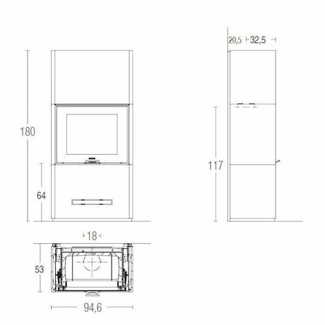 Piazzetta DAVOS MC 85/55 BL stufa caminetto a legna 11 kW