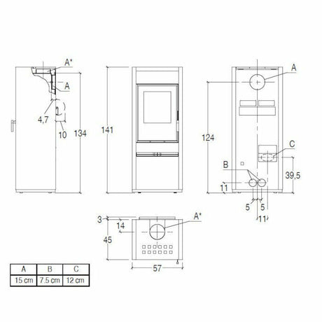 Piazzetta E928 A stufa a legna 11 kW