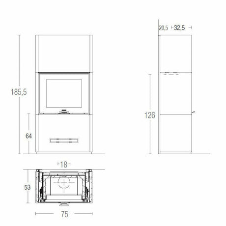 Piazzetta DAVOS MC 65/60 stufa caminetto a legna 11 kW