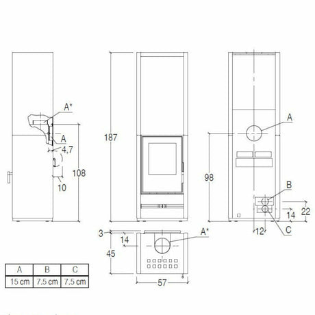 Piazzetta E928 H BCS stufa a legna 11,1 kW