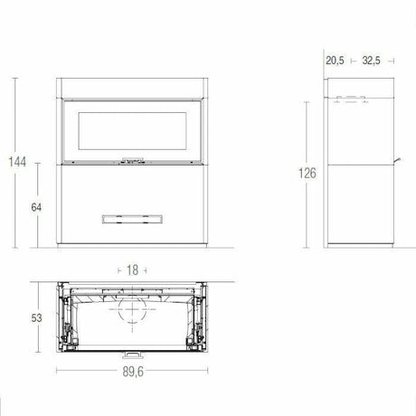 Piazzetta LUGANO MC 80/64 BL stufa caminetto a legna 11 kW