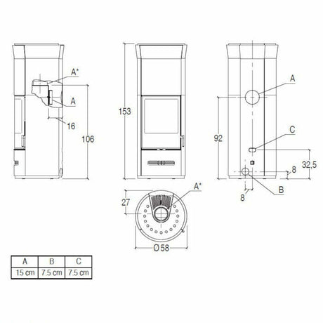 Piazzetta E929 T BCS stufa a legna 7,8 kW
