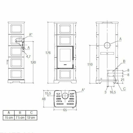 Piazzetta E928 C-M stufa a legna 11 kW