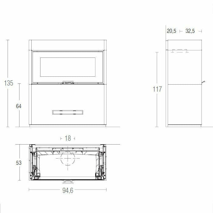 Piazzetta LUGANO MC 85/55 BL stufa caminetto a legna 11 kW
