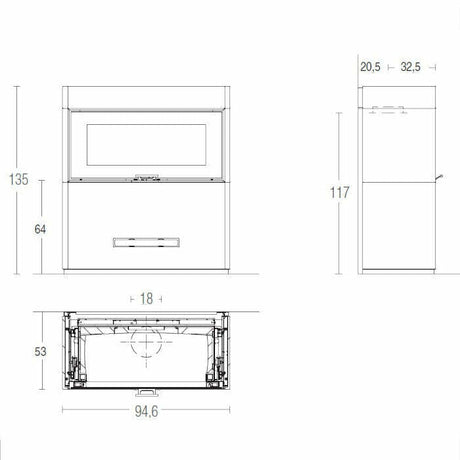 Piazzetta LUGANO MC 85/55 BL stufa caminetto a legna 11 kW