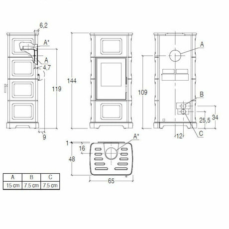 Piazzetta E928 C BCS stufa a legna 11,1 kW