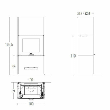 Piazzetta DAVOS MC 90/44 stufa caminetto a legna 12 kW
