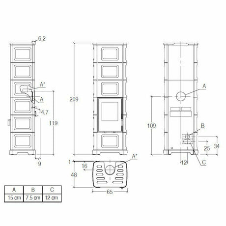 Piazzetta E928 C-H stufa a legna 11 kW