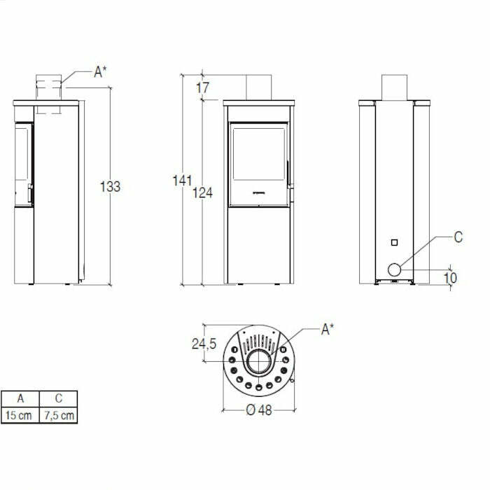 Piazzetta E124 A stufa a legna 7,2 kW a convezione naturale