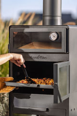 Stufa da giardino TOSCANA con forno per pizza, barbecue e affumicatore – in vero acciaio grezzo