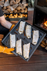Stufa da giardino TOSCANA con forno per pizza, barbecue e affumicatore – in vero acciaio grezzo