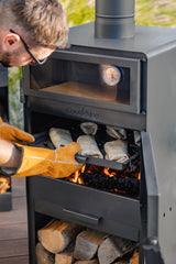 Stufa da giardino TOSCANA con forno per pizza, barbecue e affumicatore – in vero acciaio grezzo