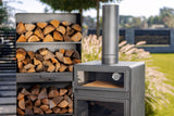 Stufa da giardino TOSCANA con forno per pizza, barbecue e affumicatore – in vero acciaio grezzo