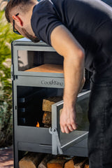 Stufa da giardino TOSCANA con forno per pizza, barbecue e affumicatore – in vero acciaio grezzo