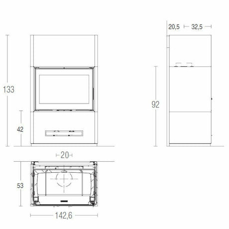 Piazzetta BERNA MC 133/52 BL stufa caminetto a legna 14 kW