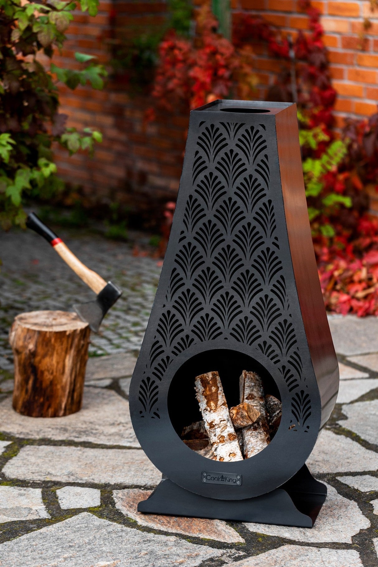 Camino da Giardino in Acciaio Naturale – 108 cm, Realizzato a Mano, Camino da Giardino NRW