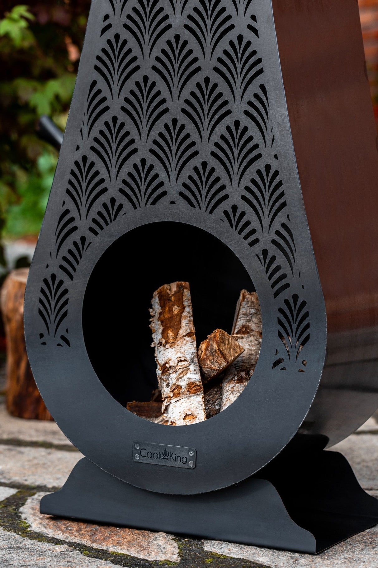 Camino da Giardino in Acciaio Naturale – 108 cm, Realizzato a Mano, Camino da Giardino NRW