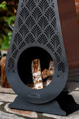 Camino da Giardino in Acciaio Naturale – 108 cm, Realizzato a Mano, Camino da Giardino NRW