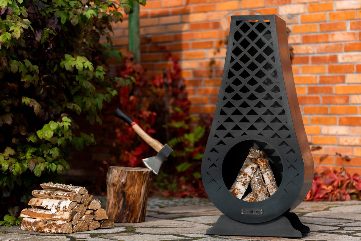 Camino da Giardino in Acciaio Naturale – 108 cm, Realizzato a Mano, Camino da Giardino NRW