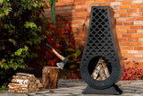 Camino da Giardino in Acciaio Naturale – 108 cm, Realizzato a Mano, Camino da Giardino NRW