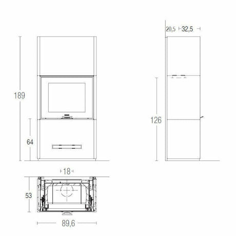 Piazzetta DAVOS MC 80/64 BL stufa caminetto a legna 11 kW