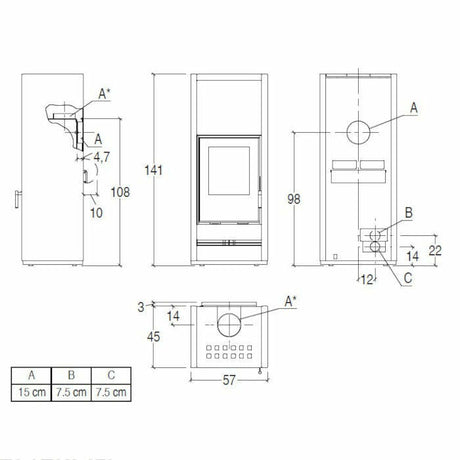 Piazzetta E928 M BCS stufa a legna 11,1 kW