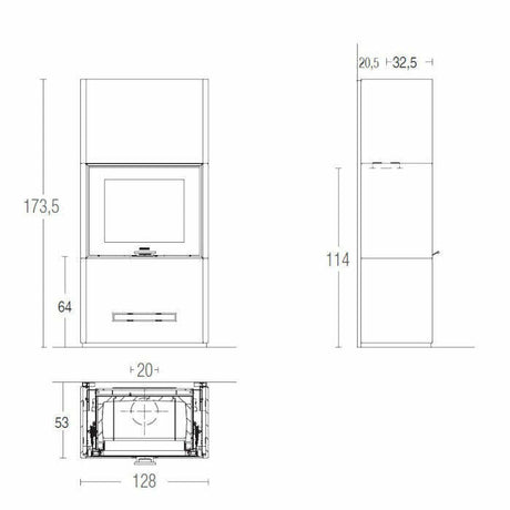 Piazzetta DAVOS MC 120/48 stufa caminetto a legna 14 kW