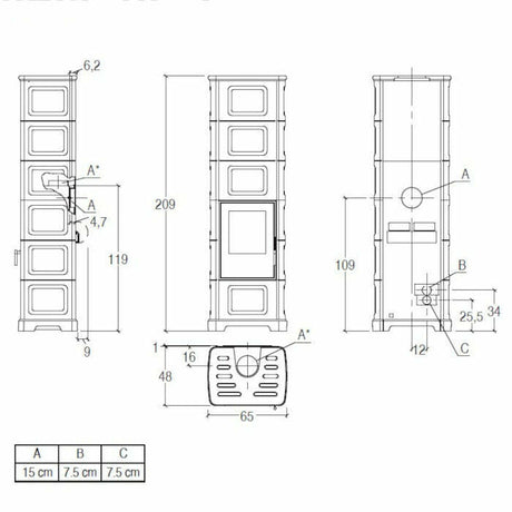 Piazzetta E928 C-H BCS stufa a legna 11,1 kW