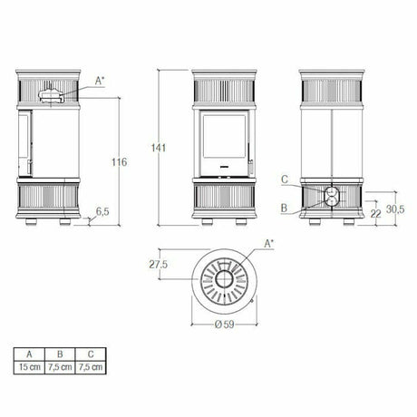 Piazzetta E929 C stufa a legna 7,9 kW