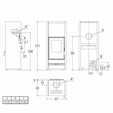 Piazzetta E928 M stufa a legna 11 kW