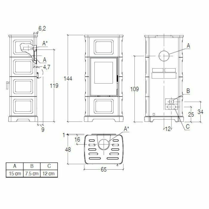 Piazzetta E928 C stufa a legna 11 kW