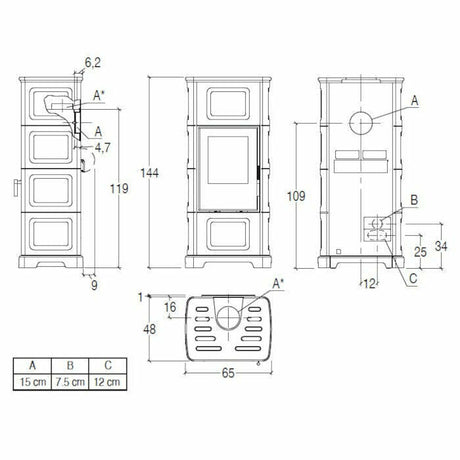 Piazzetta E928 C stufa a legna 11 kW