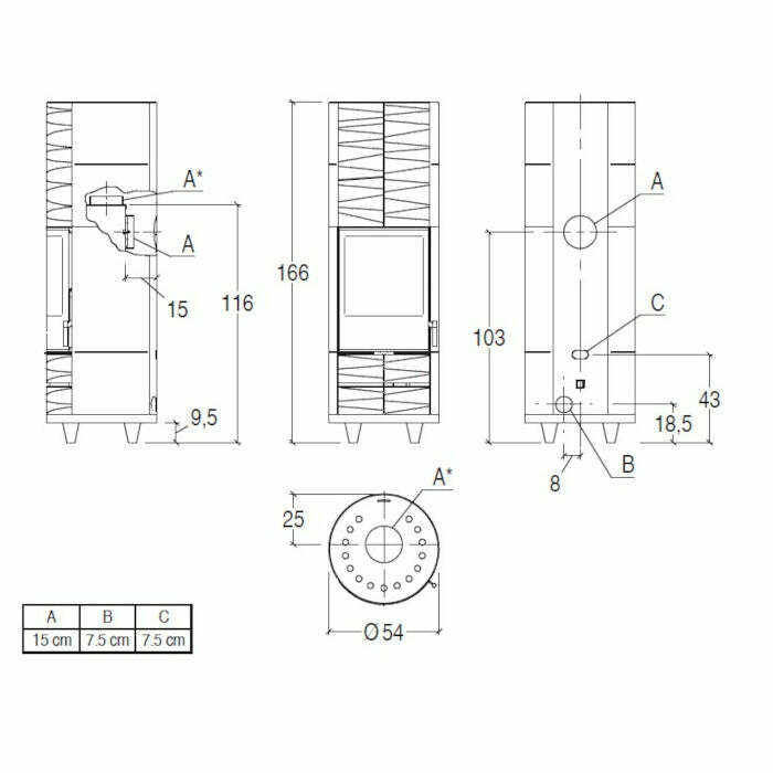 Piazzetta ROUND-H stufa a legna 7,9 kW